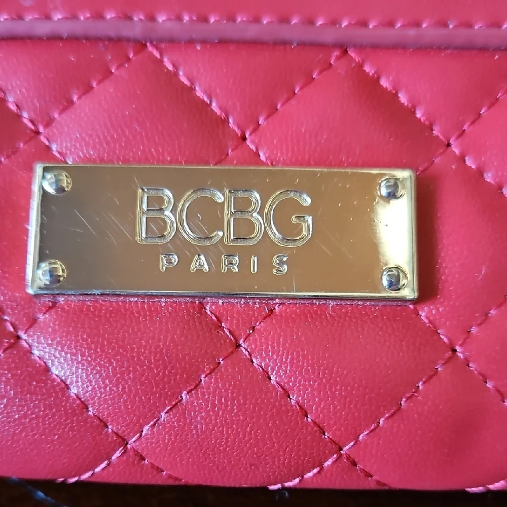 BCBG Paris Red Quilted Zip Around Continental Wallet - GUC